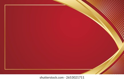 Red gold certificate background, stylish curve abstract