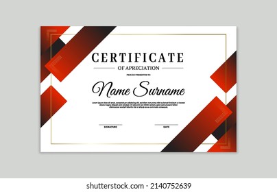 Red and gold certificate border template. For appreciation, business and education needs