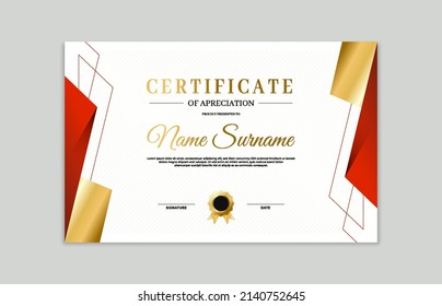 Red Gold Certificate Border Template Appreciation Stock Vector (Royalty ...