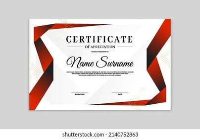 Red Gold Certificate Border Template Appreciation Stock Vector (Royalty ...