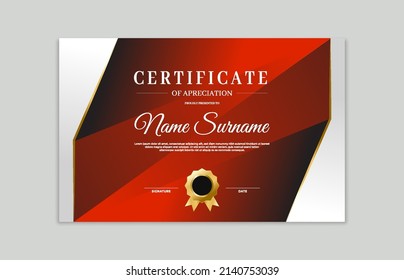 Red Gold Certificate Border Template Appreciation Stock Vector (Royalty ...