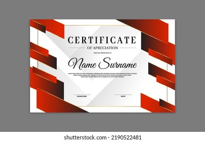 Red and gold certificate border template. For appreciation, business and education needs