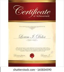 Plantilla de certificado rojo y oro
