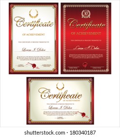 Red and gold certificate template, collection