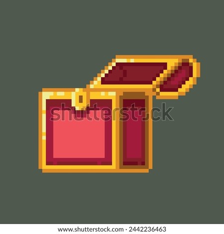 Red and gold chest, pixel art object