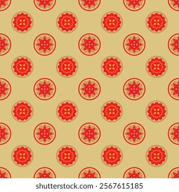 Red and gold Chinese flower pattern for fabric and background.