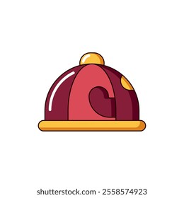 red and gold chinese new year traditional hat detailed isolated vector icon