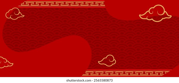 Red and gold chinese oriental pattern vector background