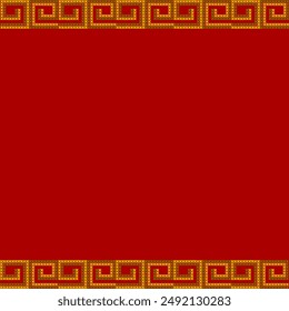 Abstrakte nahtlose geometrische Grafik Aquarell Pastelldruck Muster Kunstwerk Grafik Vektorgrafik Ethno Simple Vorlage Bildschirmhintergrund Rotgold Chinesische Form Rahmen Rand