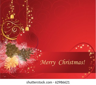 Red Gold Christmas Background Baubles Stock Vector (Royalty Free ...