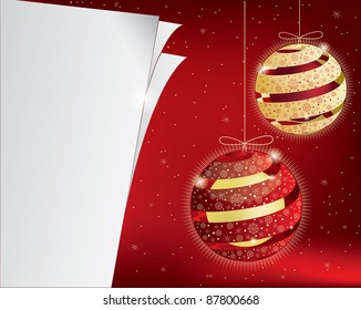 red and gold Christmas ball with snowflakes and stars