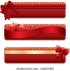 red and gold christmas banners, isolated on white