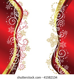 Red & Gold Christmas Border Designs Isolated