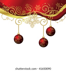 Red & Gold Christmas Border Isolated