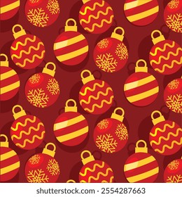 Red and gold Christmas ornament pattern Vector