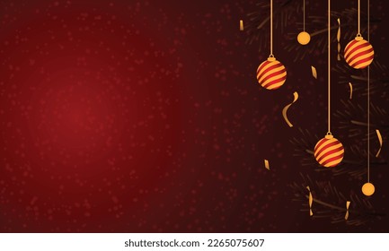 Red and gold color background with decorations, suitable copy space for christmas and new year