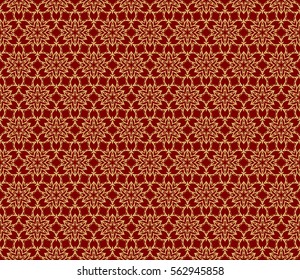 red, gold color seamless floral pattern. geometric lace ornament. vector illustration. for design, fabric, decor, invitation