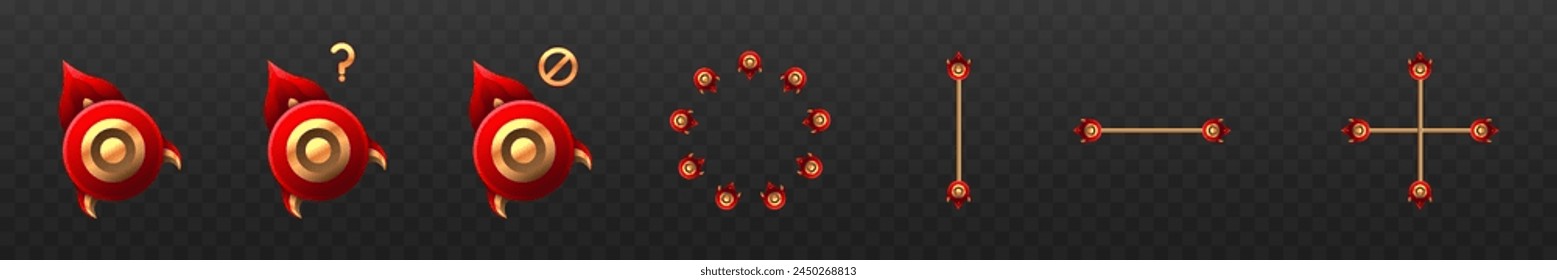 Red and gold Colored Custom Gaming Mouse Cursor Icons Set for Game UI Designs