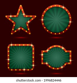 Red gold colored vector retro looks frames template