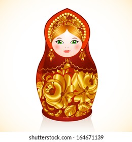 Red and gold colors vector Russian doll, Matryoshka