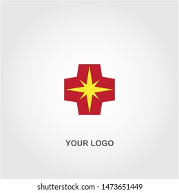 red gold compass star logo vector