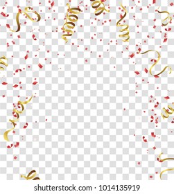 Red gold confetti concept design background. Celebration Festive Illustration of Falling Shiny 