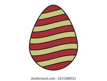 Red and gold curved striped Easter egg