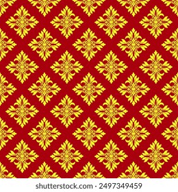 Red and gold damask vector seamless pattern. Ornate Damask flower ornament. Vector classical luxury old fashioned damask ornament, royal victorian seamless texture for wallpapers, textile, wrapping