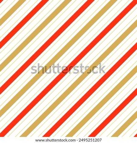 Red and gold diagonal striped seamless pattern. Christmas gift wrapping paper.