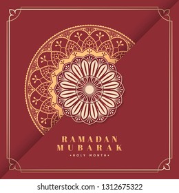 Vector de postal Eid Mubarak rojo y dorado