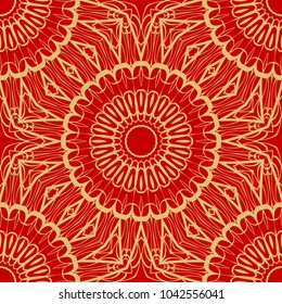 Red and gold elegance vintage pattern. for wallpaper, pattern fills, web page background,surface textures. Seamless vector background.