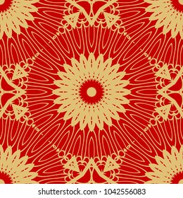 Red and gold elegance vintage pattern. for wallpaper, pattern fills, web page background,surface textures. Seamless vector background.