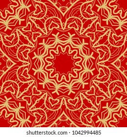 Red and gold elegance vintage pattern. for wallpaper, pattern fills, web page background,surface textures. Seamless vector background.