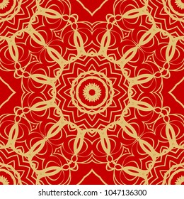 Red and gold elegance vintage pattern. for wallpaper, pattern fills, web page background,surface textures. Seamless vector background.