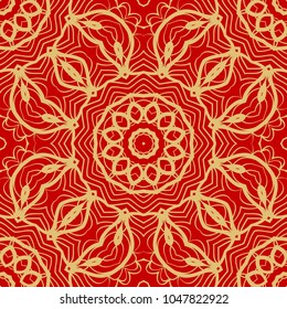 Red and gold elegance vintage pattern. for wallpaper, pattern fills, web page background,surface textures. Seamless vector background.