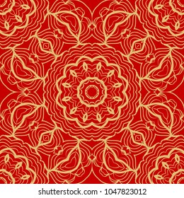 Red and gold elegance vintage pattern. for wallpaper, pattern fills, web page background,surface textures. Seamless vector background.