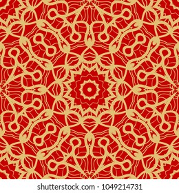 Red and gold elegance vintage pattern. for wallpaper, pattern fills, web page background,surface textures. Seamless vector background.