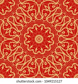 Red and gold elegance vintage pattern. for wallpaper, pattern fills, web page background,surface textures. Seamless vector background.