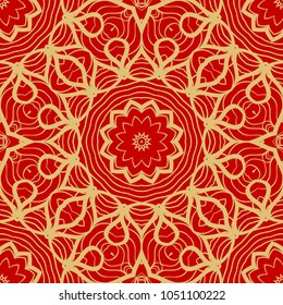Red and gold elegance vintage pattern. for wallpaper, pattern fills, web page background,surface textures. Seamless vector background.