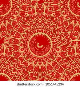 Red and gold elegance vintage pattern. for wallpaper, pattern fills, web page background,surface textures. Seamless vector background.