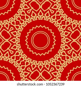 Red and gold elegance vintage pattern. for wallpaper, pattern fills, web page background,surface textures. Seamless vector background.