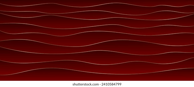 Red and gold elegant vector abstract background with waves. Modern premium gradient illustration for cover design, card, flyer, poster, luxe invite, prestigious voucher and invitation. 3D tile.