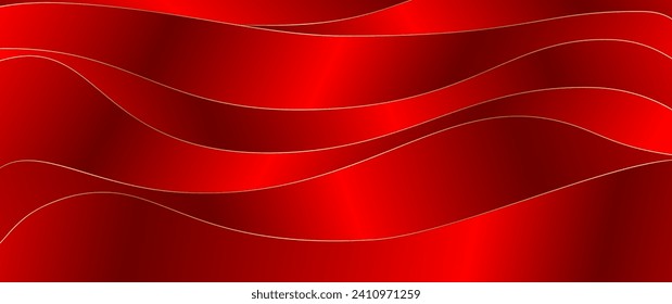 Fondo abstracto vectorial rojo y dorado elegante con ondas. Ilustración de gradiente premium moderna para diseño de portada, tarjeta, volante, afiche, invitación de lujo, vale prestigioso e invitación. Baldosa 3D.