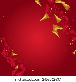 Rote und goldene Elemente Minimale Vektorgrafik Rosa Hintergrund. Technologie Broschüre. Chic Graphic Shards Vorlage. Abstraktes Design.