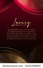Red and Gold Fashion Event Invitation, Decorative Classic Look with Elite Announcement Feel. Exclusive Party Invitation Template with Premium Style and Modern Composition

