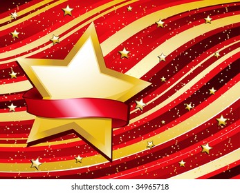 red and gold festive background with star and banner