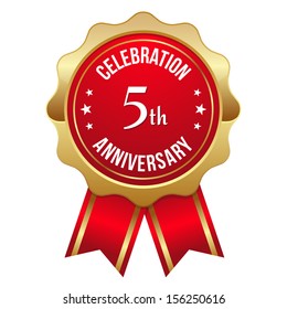 Red gold five year anniversary badge