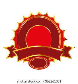 red and gold framed label 