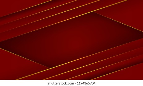 red gold gilded shadowy background 3d paper vector illustration