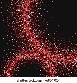 Red gold glitter. Abstract circles with red gold glitter on black background. Lovely Vector illustration.